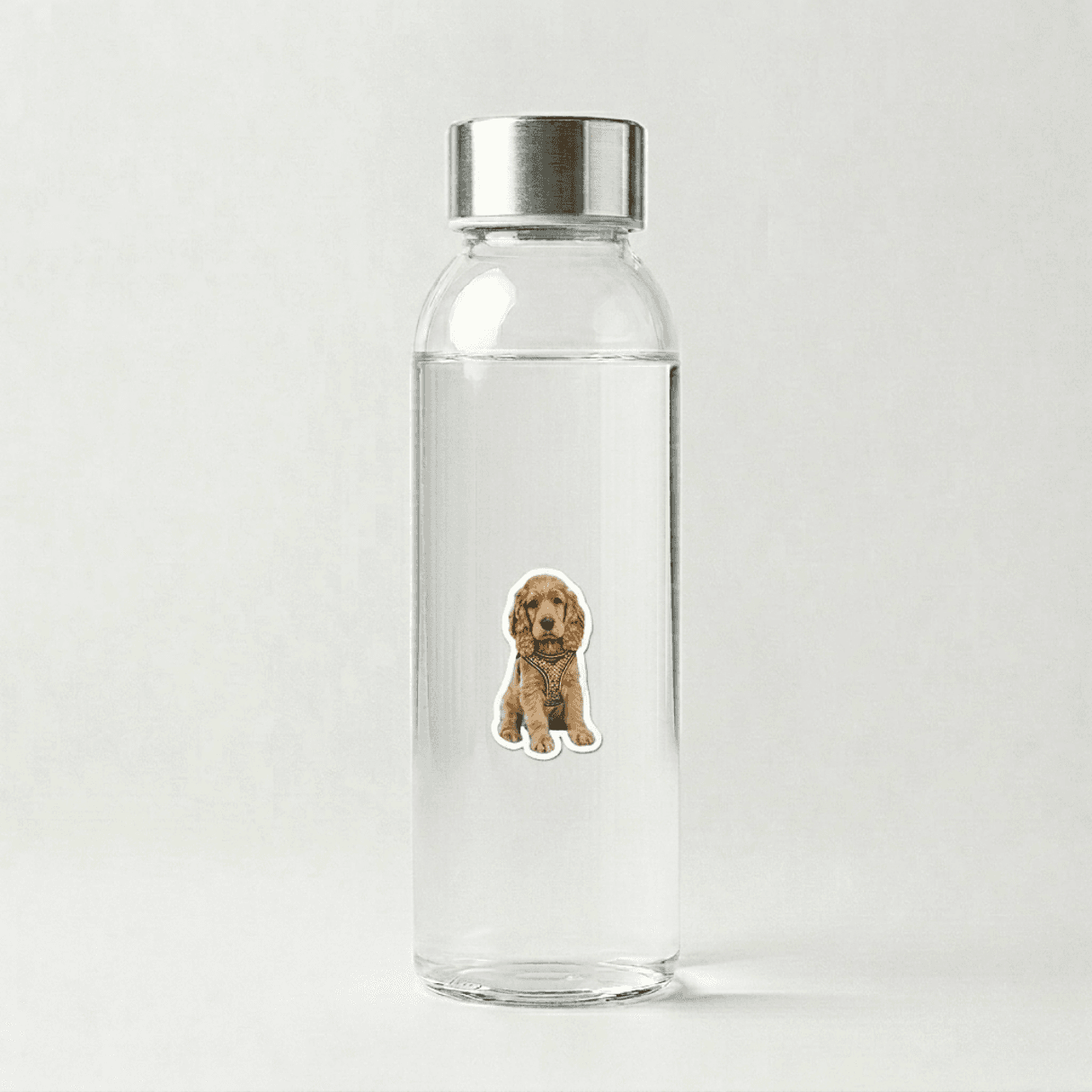 Water bottle with Woofyful custom sticker